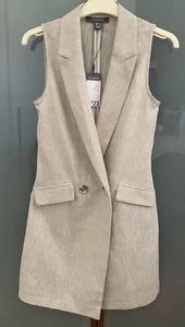 PRIMARK Women’s Sleeveless Blazer Dress - Natural Colour - Size 4 - Stylish -NEW - Picture 1 of 14