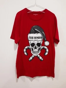 BAH HUMBUG  T-Shirt   Mens Red Size Small  Christmas Festive Bright Tee Emerson - Picture 1 of 9
