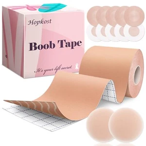 Boob Tape Breast Lift Tape for Large Breasts with 2 Pcs Nipple Covers Invisib... - Picture 1 of 6