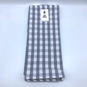 Dish Towels Squared & Striped Design 100% Cotton 25"x15" - Set Of 2 NWT - Picture 1 of 5