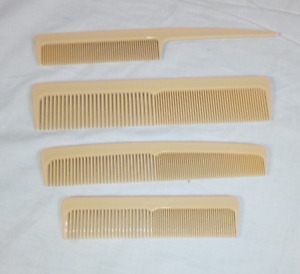 NOS Set of 4 Vtg Stanley Nylon Plastic Hair Combs 5"-8" Tan Color
