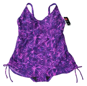 TYR Womens Monaco Purple V-Neck Sheath Tankini One-Piece Swimsuit Size 6 18 NWT - Picture 1 of 6