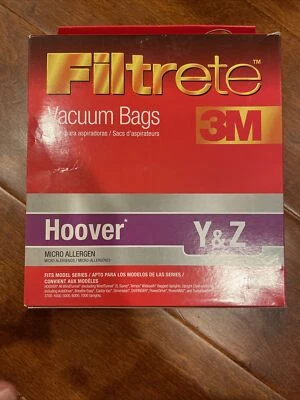3M Filtrete Hoover Y & Z Micro Allergen Vacuum Cleaner Bags 3 Pack - NEW IN BOX - Image 1 of 2