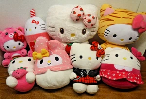 8 Hello Kitty plush toy animal stuffed lot 7"- 12" tall Sanrio Basic Fun tags+++ - Picture 1 of 7