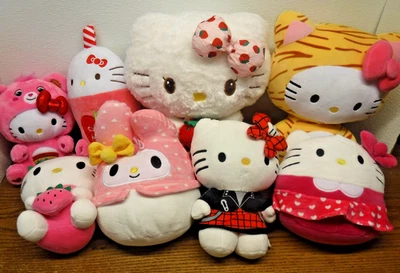 8 Hello Kitty plush toy animal stuffed lot 7"- 12" tall Sanrio Basic Fun tags+++ - Image 1 of 4