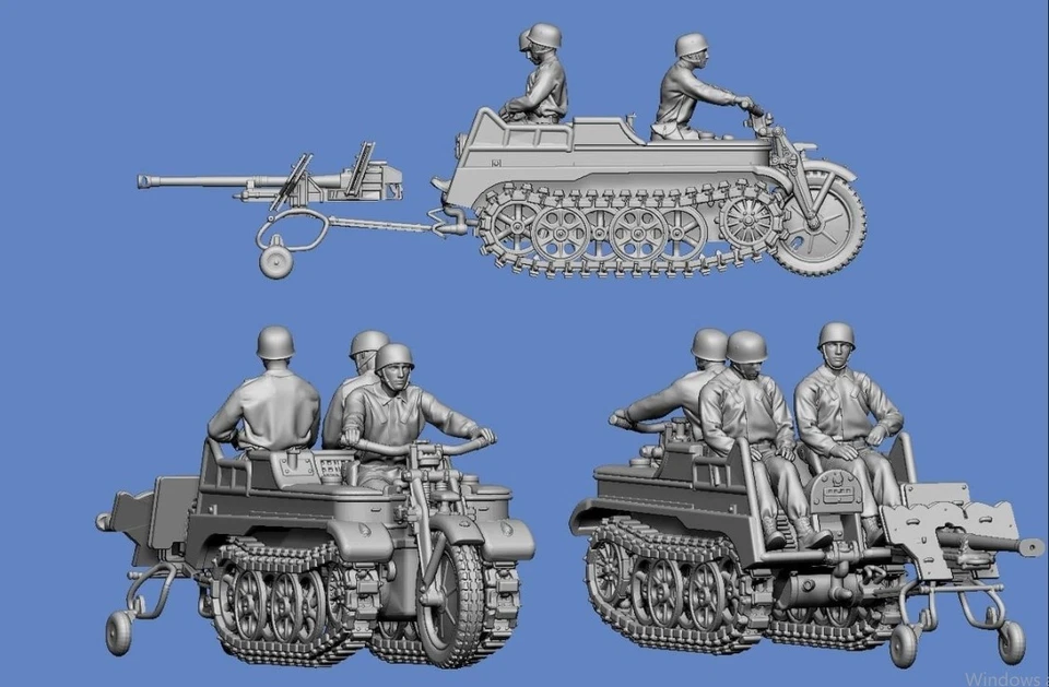 PEDDINGHAUS-DECALS Peddinghaus 3 D Druck 1/72 72F433 3 Fallschirmjäger mit kettenkrad und Panzerbü
