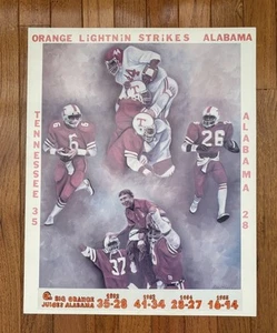 RARE VTG Tennessee Volunteers Football Vs Alabama Wins (1982-85) Print 20”x16” - Picture 1 of 5