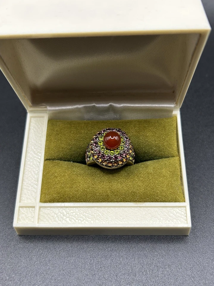 Heidi Daus Carnelian 带紫色绿色橙色施华洛世奇水晶戒指 尺寸 6.5 — 第 1/4 张图片
