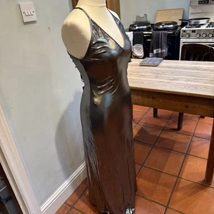 American Apparel Women's Metallic Jersey Strappy Maxi Dress Gunmetal Size XS New - Picture 1 of 7