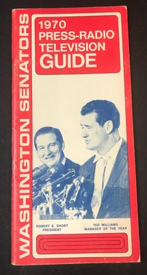 Washington Senators 1970 Prensa/Radio/Guía de Medios MLB Béisbol T. Williams ¡De colección! Foto 1 de 4