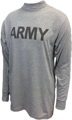 US ARMY GREY LONG SLEEVE PT SHIRT IPFU PHYSICAL TRAINING REFLECTIVE LOGO T-SHIRT - Image 1 of 4