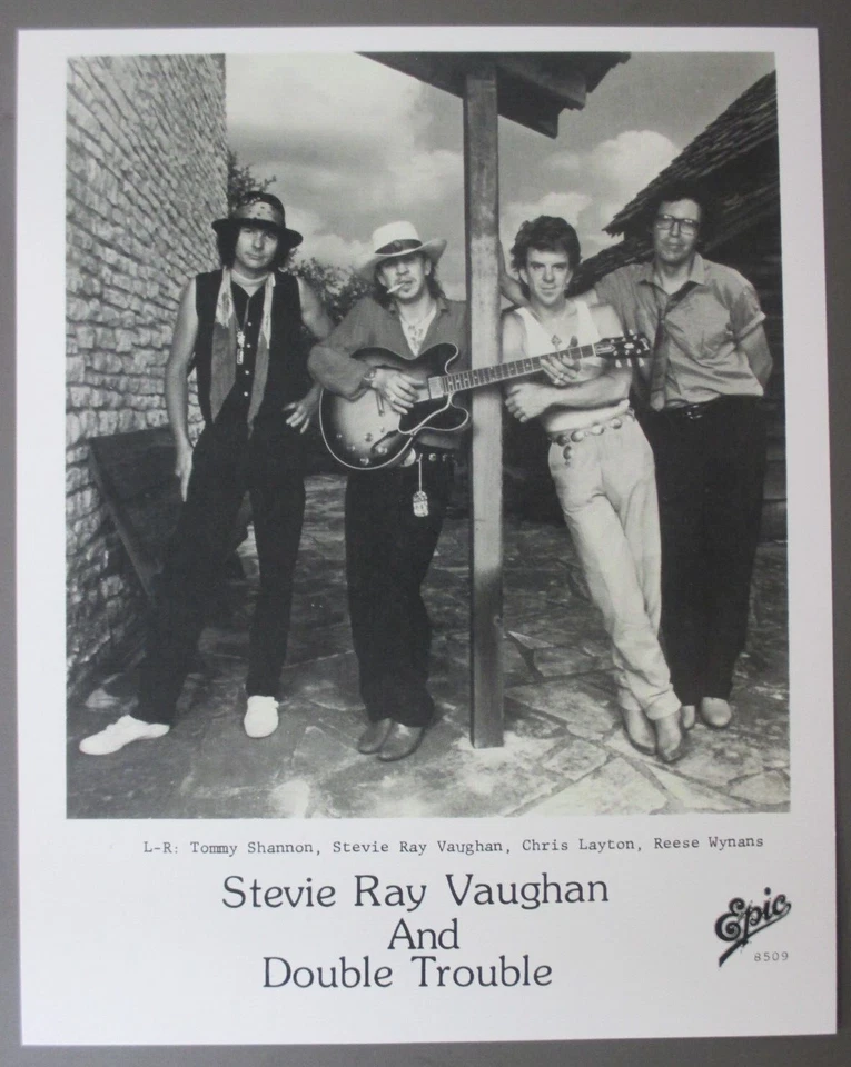 Stevie Ray Vaughan 8" X 10" glossy black & white promo photo 1985 Double Trouble - Image 1 of 1