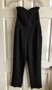 EXPRESS BLACK STRAPLESS SWEETHEART JUMPSUIT Pockets Polyester Spandex Size 2 - Picture 1 of 5