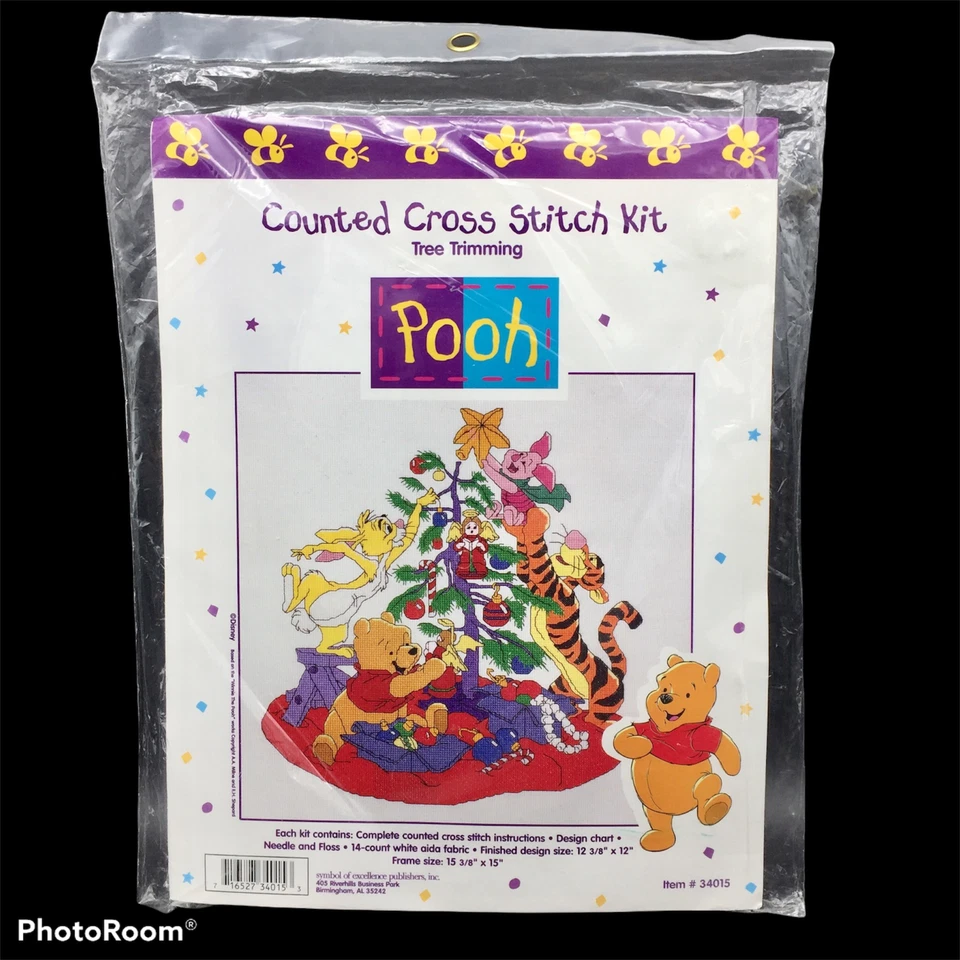 Winnie The Pooh Tree Trimming Counted Cross Stitch Kit 12x12 Eeyore Tigge