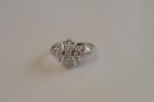 New 14k White Gold Diamond Cluster Pave Ring Size 7 .57 cttw