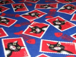Postal Cat Stamps Pattern All Over Reversible Warm Throw Blanket 55" x 60" - Picture 1 of 6
