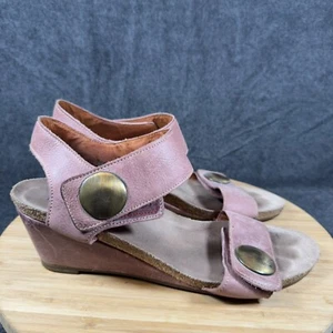 Taos CAROUSEL Leather Wedge Sandals Women's US 11 EU 42 Purple Slingback - Picture 1 of 8