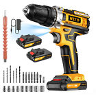 Cordless Combi Hammer Impact Drill Driver Electric Screwdriver + 2 Battery + Box