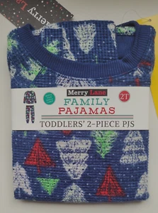 Toddler Boys Sz 2T 2 Pc Winter Pajama Set~Lightweight Thermal~Pine Trees - Picture 1 of 2