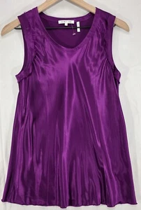 Helmut Lang Damen Schräg Top Ärmellos Tank Cami Viskose Seidig Lila Größe 4 - Bild 1 von 13