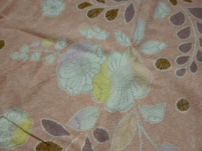 NOS Vintage Crepe Rayon Silk Textured Floral Scarf   Japan Peach Pink - Image 1 of 4