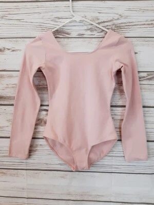 Bloch Girls Leotard Size 12 Light Pink Long Sleeves Front Lined Kids Dancewear  - Image 1 of 4