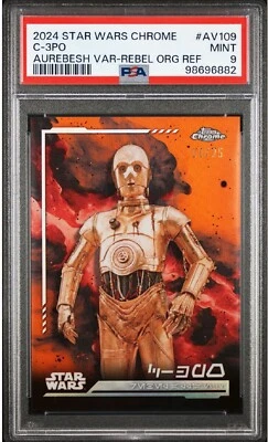 2024 Topps Star Wars Chrome C-3PO Aurebush SP Rebel Orange #’d /25 PSA 9 POP 1 - Image 1 of 4