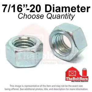 7/16"-20 Grade 5 Finished Hex Nuts Zinc Plated FINE Thread (Pick Quantity) - Picture 1 of 2