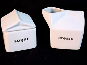 Ceramic Milk Carton & Sugar Shack Cream & Sugar Set 3 3/8" - Picture 1 of 4