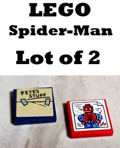 LEGO Spider-Man Parts Sticker Tile Lot of 2 Drawing of Suit Peter Envelope - Picture 1 of 1