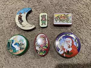 Lote Mixto De Colección 6 Mini Latas Lackerli-Huus Basilea Suiza Forma de Luna Vacaciones - Imagen 1 de 11