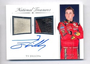 TY DILLON 2016 NATIONAL TREASURES RACE USED DUAL PATCH AUTO #20/25
