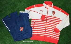 Puma Men's Arsenal Anthem Jacket & Soccer Training Pants, White/Red/Blue, Size S - Picture 1 of 12