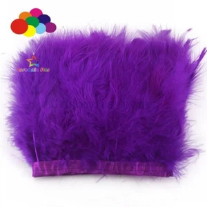 Purple Turkey Marabou Feather Fringe Trim Craft Feathers 6-7 inch Width Pack 2M - Picture 1 of 8