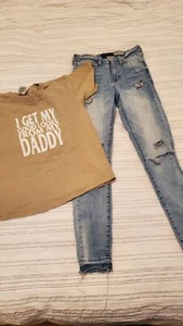 2 pc lot Aeropostale jeans sz 2 & t shirt sz 14-16 fits 10-12 .; - Picture 1 of 9