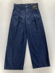 Banana Republic Relaxed Wide Leg Jeans Women's 29P Dark Blue Denim Pleated Boho - Picture 1 of 12