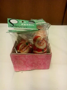 6 Six Vintage Lark Ceramic Santa Claus Pencil Sharpeners NOS In Original Box - Picture 1 of 12