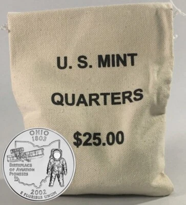 2002 P Ohio Unopened State Quarter Bag $25 (100 Coin) US Mint "BU"! - Image 1 of 4