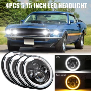 4pcs 5.75" 5-3/4 LED Headlight Hi/Lo Sealed Beam Projector for Ford Mustang 1969 - Picture 1 of 11
