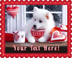 Valentine Puppy Dog - Edible Cake Topper or Cupcake Topper - Picture 1 of 14