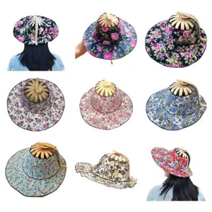 Outdoor Summer Folding Fan Sun Hat , Breathable Wide-Brimmed Sunscreen Hat H8P - Picture 1 of 25