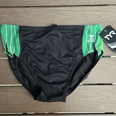 Nuevo calzoncillo de corredor de natación TYR Durafast Elite Phoenix para hombre negro/verde talla 34 nuevo Foto 1 de 3