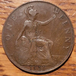 1921 Great Britain 1 Penny Coin N279 - Picture 1 of 2