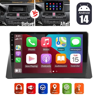 Android 14 For 2008-2013 Honda Accord 8 Apple Carplay Car Stereo GPS Navi BT 32G - Image 1 of 4