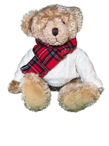 Harrods 2002  ‘Giles’ Christmas Teddy Bear W Scarf Foot Dated Soft Toy 14” - Picture 1 of 7