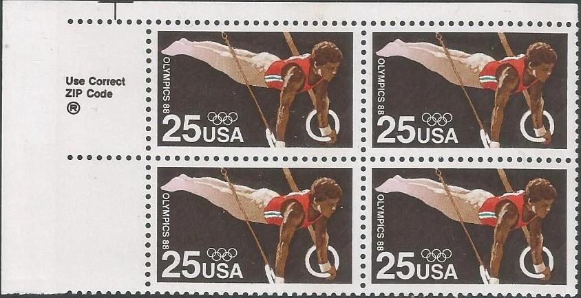 Zip Block of 4 stamps - Scott 2380 - 25 cent - 1988 - Olympics - MNH - Image 1 of 1