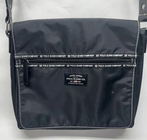 Polo Jeans Co Ralph Lauren Black Messenger Crossbody Vintage Nylon Bag - Picture 1 of 5