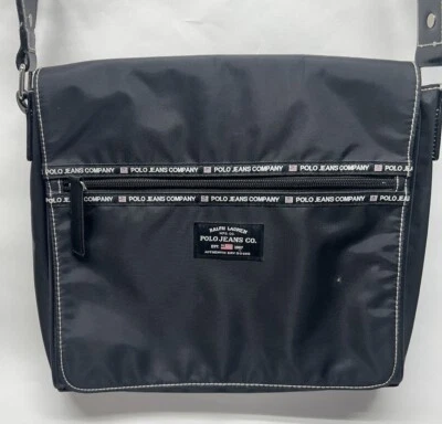 Polo Jeans Co Ralph Lauren Black Messenger Crossbody Vintage Nylon Bag - Image 1 of 4