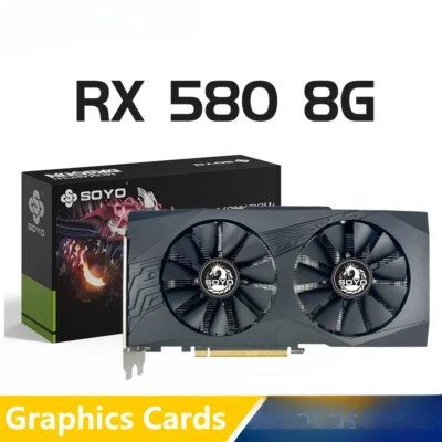 8G Graphics Card GDDR5 Memory AMD Gaming Card 256Bit PCIE3.0x16 HDMI DVI - Image 1 of 4