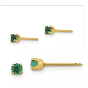 Inverness 24k Gold Plated May 3mm Crystal Birthstone Post Earrings - Picture 1 of 15